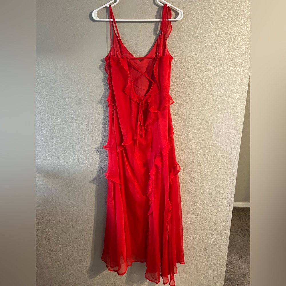 VICI Red High-Low Ruffle Slip Dress - Picture 6 of 6